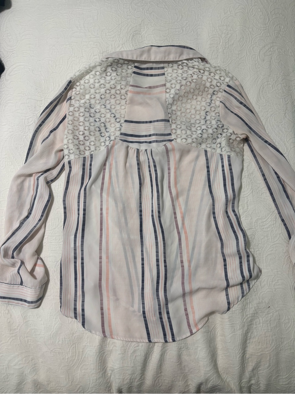 Jolt Striped Button-Down Shirt in White, Navy & Pink - Picture 4 of 6